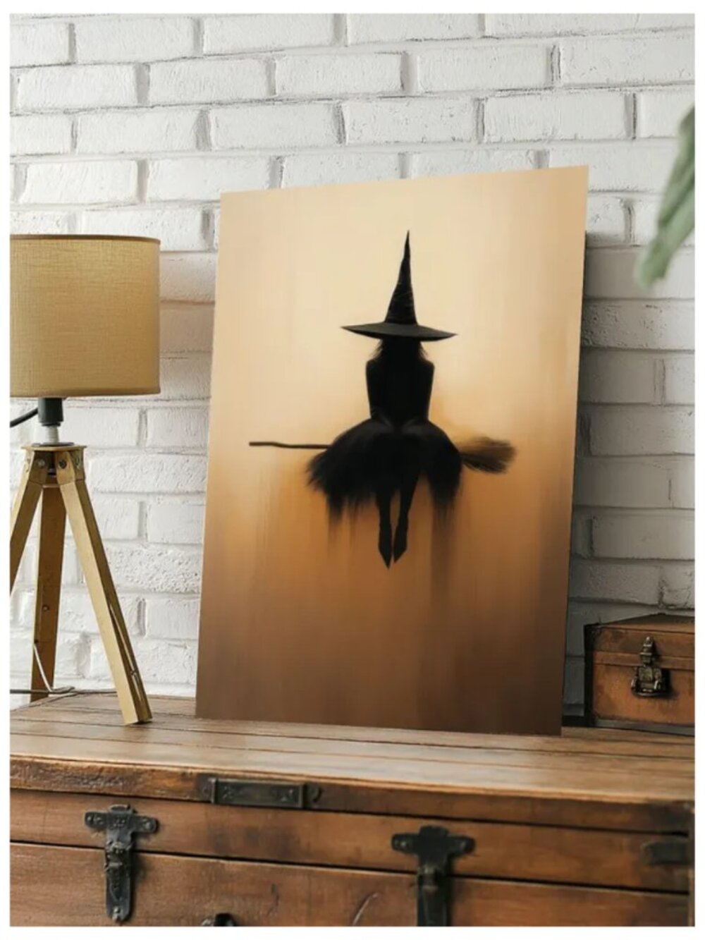 Canvas Print Witch on Broomstick Gothic Charm Mystical Atmosphere Dark Academia